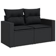 vidaXL 9 Piece Solid Acacia Wood Large Sofa Set in Black