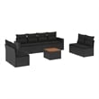 vidaXL 9 Piece Solid Acacia Wood Large Sofa Set in Black