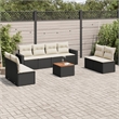 vidaXL 9 Piece Solid Acacia Wood Sofa Set in Black/White/Cream