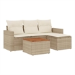 vidaXL 5 Piece Solid Acacia Wood Sofa Set in White/Cream/Beige