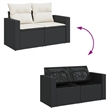 vidaXL 6 Piece Poly Rattan Small Sofa Set in Black/White/Cream