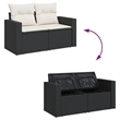 vidaXL 11 Piece Poly Rattan Sofa Set in Black/White/Cream