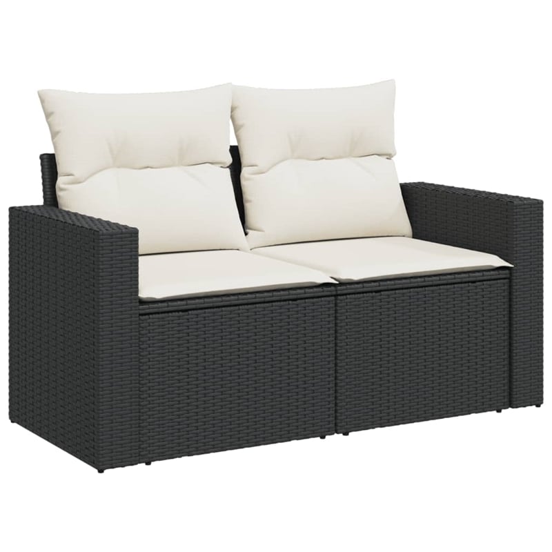 vidaXL 11 Piece Poly Rattan Sofa Set in Black/White/Cream