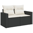 vidaXL 11 Piece Poly Rattan Sofa Set in Black/White/Cream