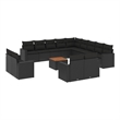 vidaXL 14 Piece Solid Acacia Wood Sofa Set in Black