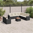 vidaXL 10 Piece Steel Sofa Set in Black/White/Cream