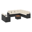 vidaXL 10 Piece Steel Sofa Set in Black/White/Cream