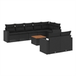 vidaXL 9 Piece Solid Acacia Wood Small Sofa Set in Black