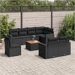vidaXL 9 Piece Solid Acacia Wood Sofa Set in Black