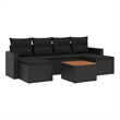 vidaXL 7 Piece Solid Acacia Wood Sofa Set in Black