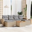 vidaXL 7 Piece Solid Acacia Wood Sofa Set in Gray/Beige