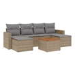 vidaXL 7 Piece Solid Acacia Wood Sofa Set in Gray/Beige