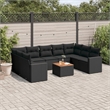vidaXL 10 Piece Solid Acacia Wood Large Sofa Set in Black