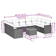 vidaXL 10 Piece Solid Acacia Wood Large Sofa Set in Black
