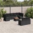 vidaXL 10 Piece Solid Acacia Wood Sofa Set in Black