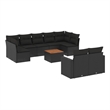 vidaXL 10 Piece Solid Acacia Wood Sofa Set in Black