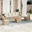 vidaXL 7 Piece Solid Acacia Wood Small Sofa Set in White/Cream/Beige