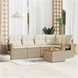 vidaXL 6 Piece Solid Acacia Wood Small Sofa Set in White/Cream/Beige