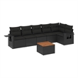 vidaXL 7 Piece Solid Acacia Wood Sofa Set in Black