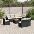vidaXL 9 Piece Solid Acacia Wood Sofa Set in Black/White/Cream