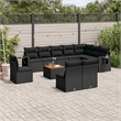 vidaXL 11 Piece Solid Acacia Wood Small Sofa Set in Black