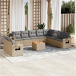 vidaXL 11 Piece Solid Acacia Wood Sofa Set in Gray/Beige