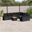 vidaXL 10 Piece Solid Acacia Wood Sofa Set in Black