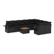 vidaXL 10 Piece Solid Acacia Wood Sofa Set in Black