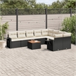 vidaXL 10 Piece Solid Acacia Wood Sofa Set in Black/White/Cream