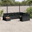 vidaXL 10 Piece Solid Acacia Wood Sofa Set in Black