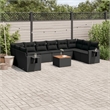 vidaXL 11 Piece Solid Acacia Wood Sofa Set in Black