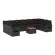 vidaXL 11 Piece Solid Acacia Wood Sofa Set in Black