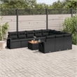 vidaXL 11 Piece Solid Acacia Wood Large Sofa Set in Black