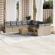 vidaXL 11 Piece Solid Acacia Wood Small Sofa Set in Beige