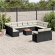 vidaXL 13 Piece Solid Acacia Wood Sofa Set in Black/White/Cream