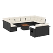 vidaXL 13 Piece Solid Acacia Wood Sofa Set in Black/White/Cream