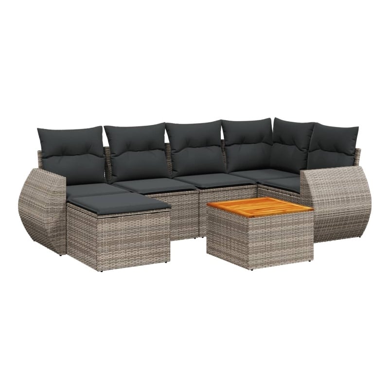 vidaXL 7 Piece Solid Acacia Wood Small Sofa Set in Gray
