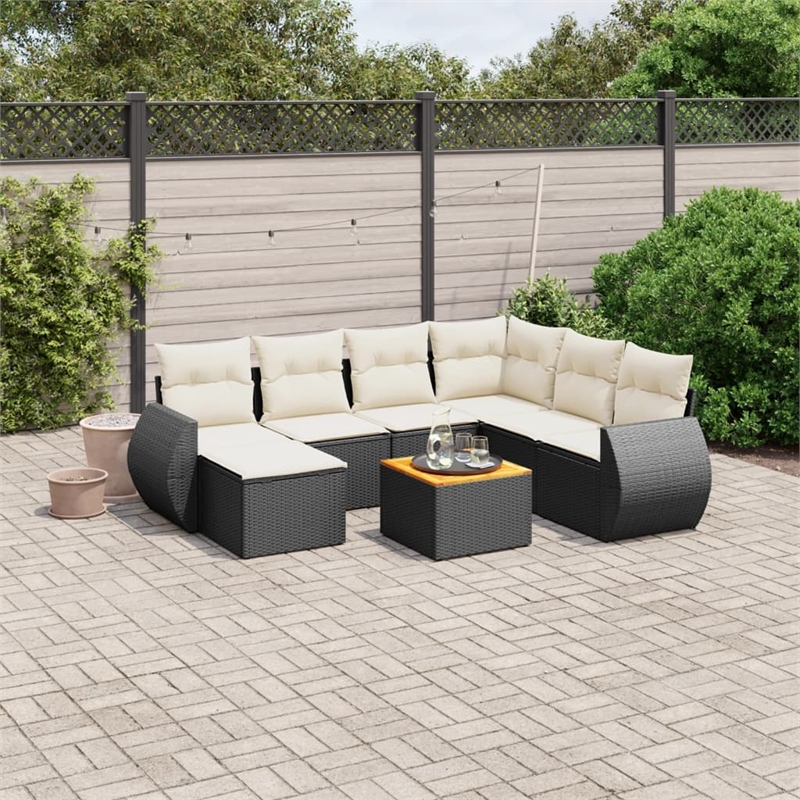 vidaXL 8 Piece Solid Acacia Wood Sofa Set in Black
