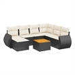vidaXL 8 Piece Solid Acacia Wood Sofa Set in Black