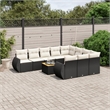 vidaXL 11 Piece Poly Rattan Sofa Set in Black/White/Cream