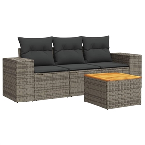vidaXL 4 Piece Solid Acacia Wood Sofa Set in Dark Gray