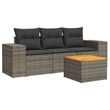 vidaXL 4 Piece Solid Acacia Wood Sofa Set in Dark Gray