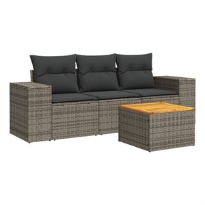 vidaXL 4 Piece Solid Acacia Wood Sofa Set in Dark Gray