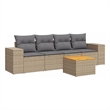 vidaXL 5 Piece Solid Acacia Wood Sofa Set in Gray/Beige