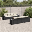 vidaXL 9 Piece Solid Acacia Wood Large Sofa Set in Black