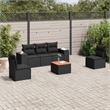 vidaXL 6 Piece Solid Acacia Wood Medium Sofa Set in Black
