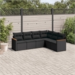 vidaXL 6 Piece Solid Acacia Wood Sofa Set in Black