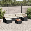 vidaXL 8 Piece Solid Acacia Wood Sofa Set in Black/White/Cream