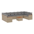 vidaXL 11 Piece Solid Acacia Wood Sofa Set in Gray/Beige
