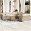 vidaXL 11 Piece Solid Acacia Wood Sofa Set in White/Cream/Beige